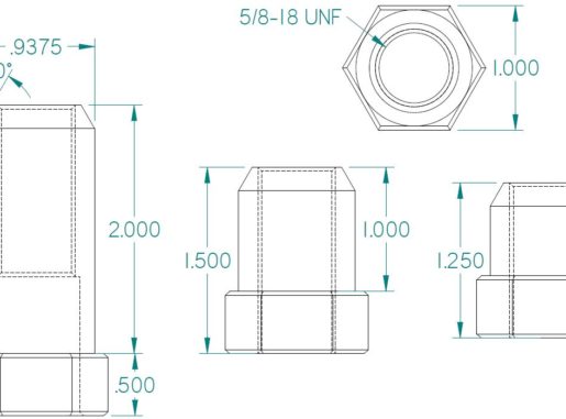 drawing_lug_nut 5/8" Race Lug Nuts with 30-Degree Conical Seat